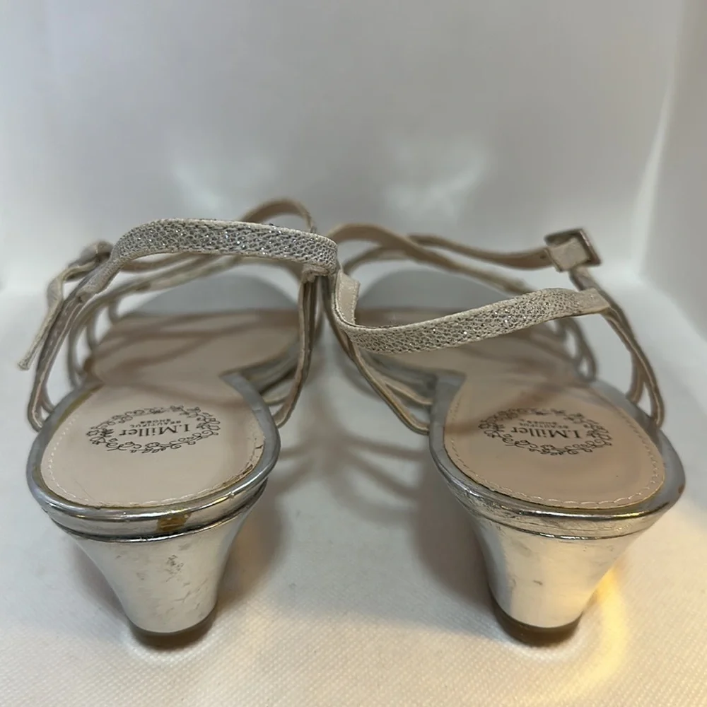 I. Miller Beautiful Shoes Strappy Metallic Wedge Sandals Size 8.5 - EUC